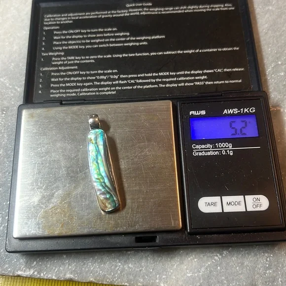 Vintage Sterling Silver Elongated Abalone Shell Pendant - Picture 16 of 16